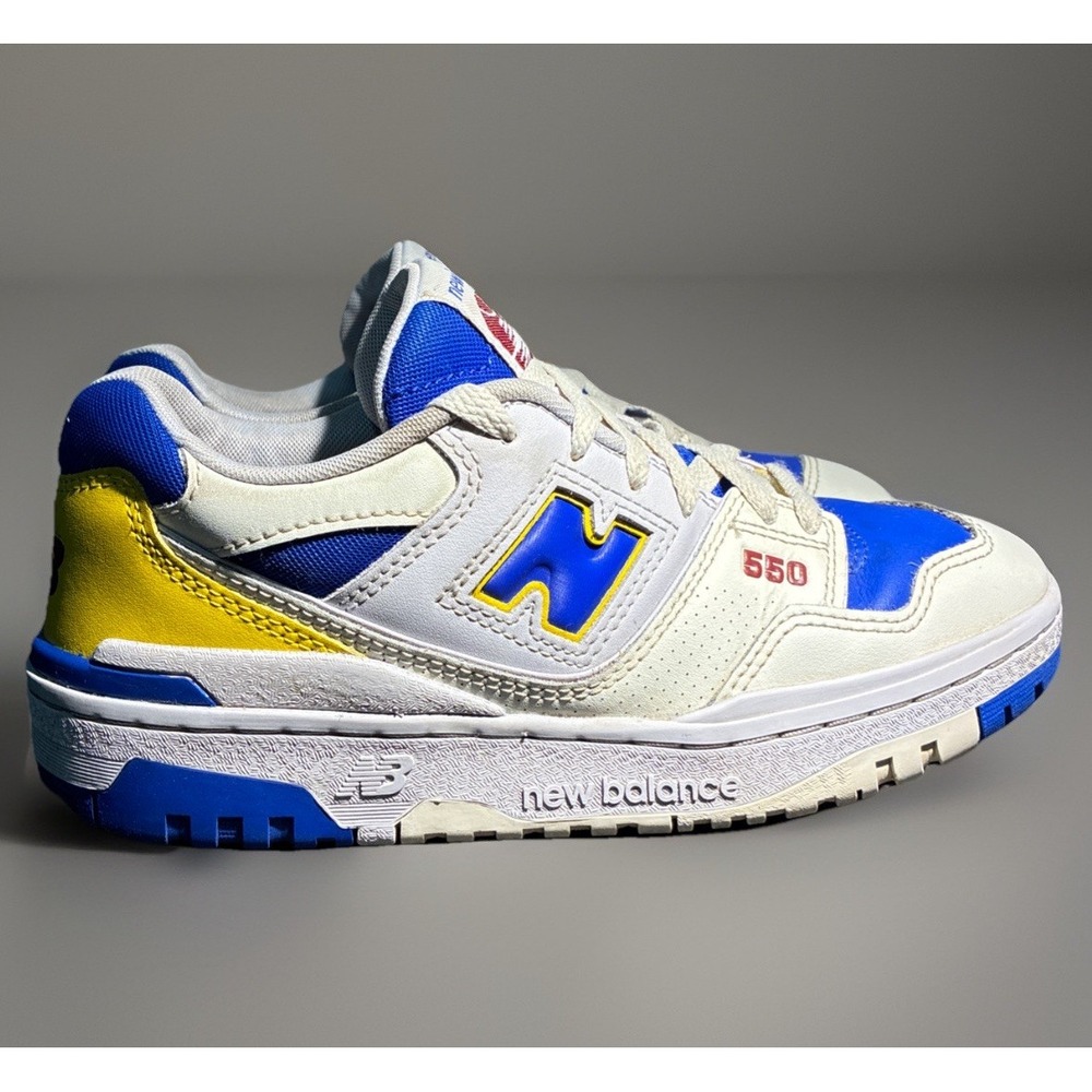 New Balance 550 Mens 6 Womens 7.5 Blue Yellow Beige White GSB550KY